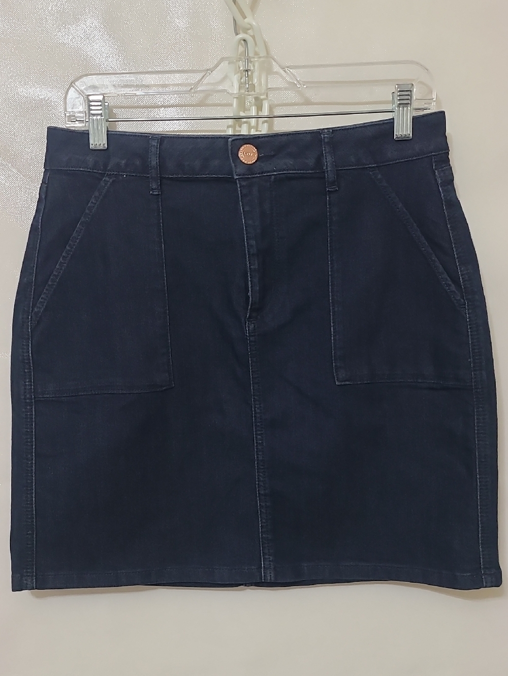 Loft Women's Dark Navy Pocket A-Line Denim Jean Skirt‎ - Size 6 New with Tags